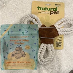 Natural Pet eco friendly rope dog toy and Bocce’s Bakery all-natural dog treats